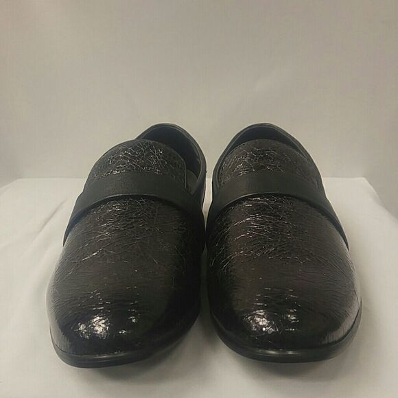 MEN\'S AMALI BLACK METALLIC FOIL SMOKING LOAFER 9.5 main image 4
